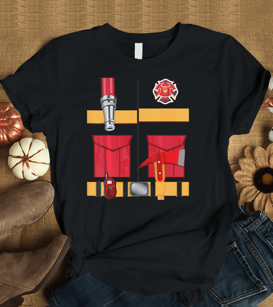 Firefighter Tools Axe Hose Crest Radio Uniform T-Shirt