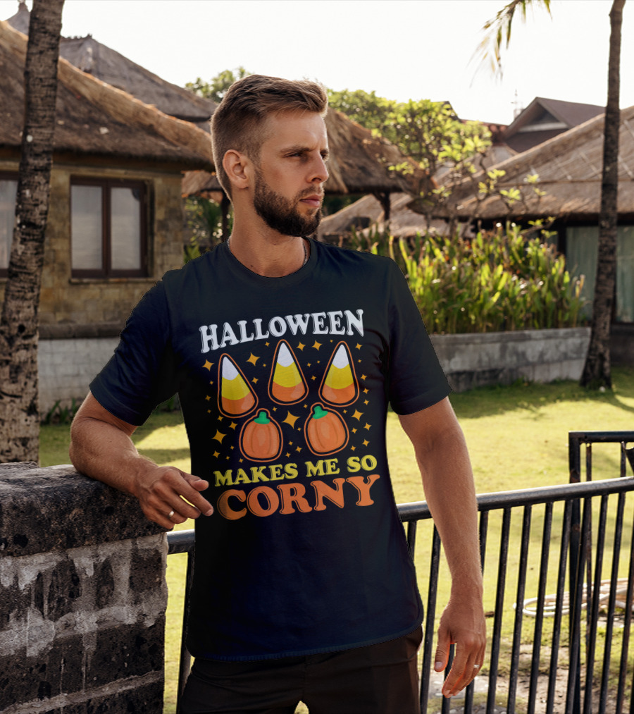 Halloween Makes Me So Corny With Candy Corn And Pumpkins T-Shirt