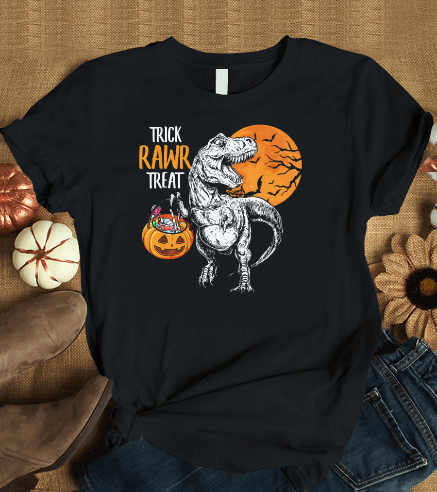 Trick Rawr Treat Dinosaur Rex Pumpkin Moon T-Shirt