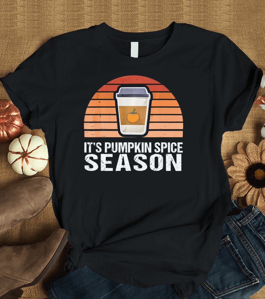 It's Pumpkin Spice Season Vintage Sunset Coffee Cup T-Shirt