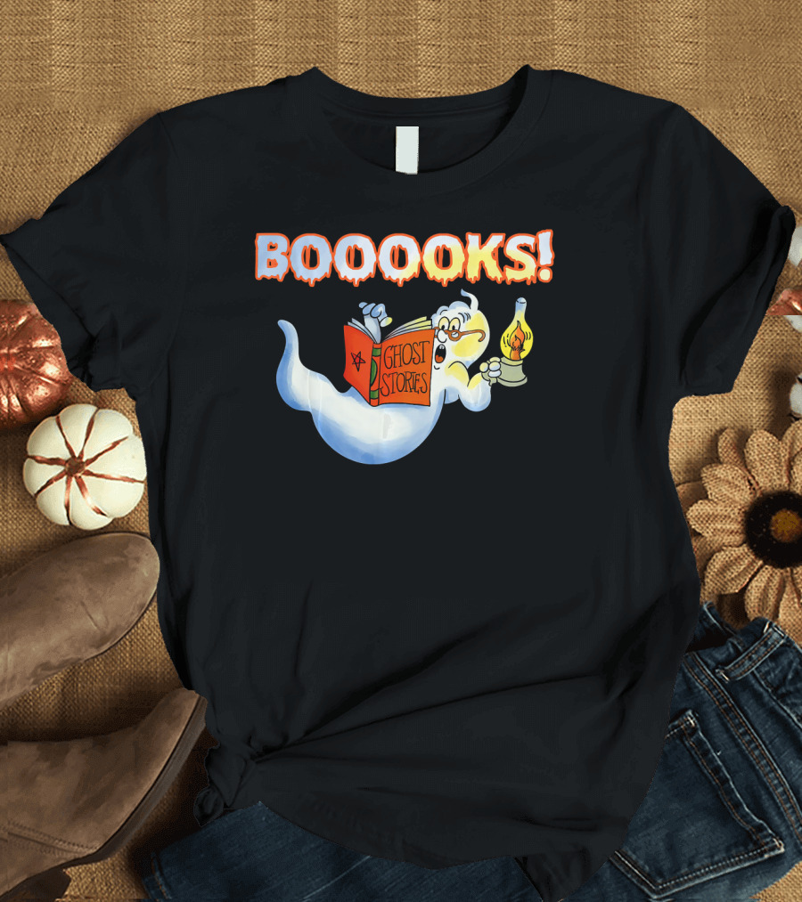 Halloween Ghost Booooks Ghost Stories Lamp Book Lover T-Shirt