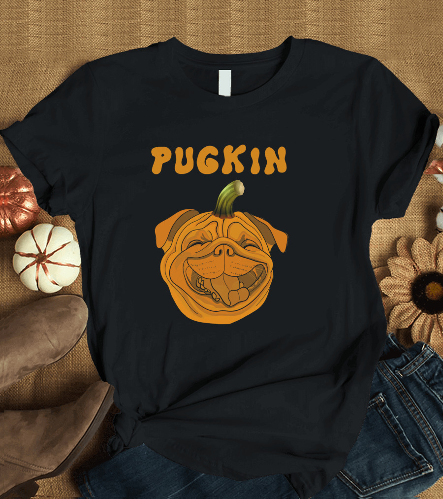 Pugkin Funny Pug Pumpkin Face T-Shirt