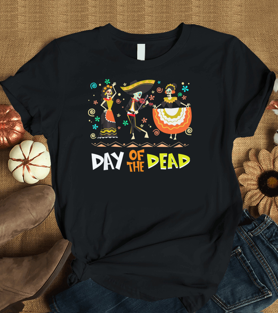 Day of the Dead Dia de los Muertos Sugar Skulls Festive Dance T-Shirt