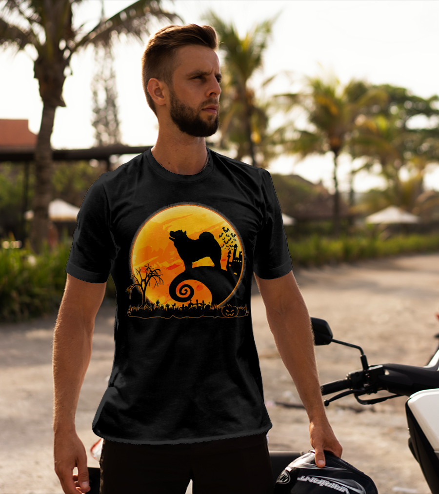 Chow Chow Dog Halloween Moon Silhouette Jack-O'-Lantern T-Shirt