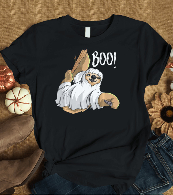T-Shirt: Boo Hanging Sloth Ghost Costume Funny Sloth T-Shirt Boo Hanging Sloth Ghost Costume Funny Sloth T-Shirt