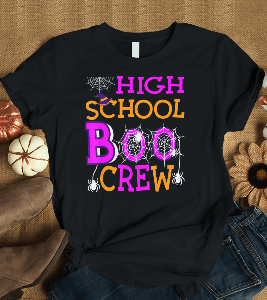 High School Boo Crew Spider Web Halloween Teacher T-Shirt