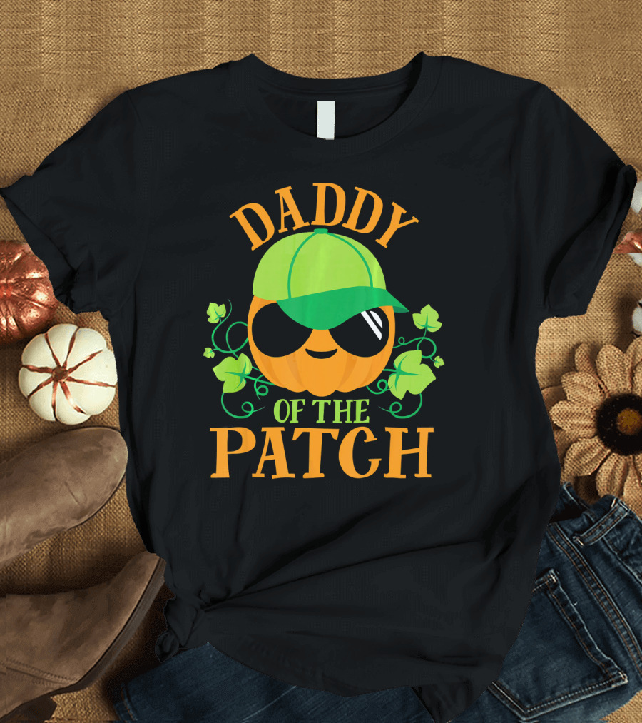 DADDY PUMPKIN OF THE PATCH Green Cap Sunglasses Smiling Pumpkin with Vines T-Shirt
