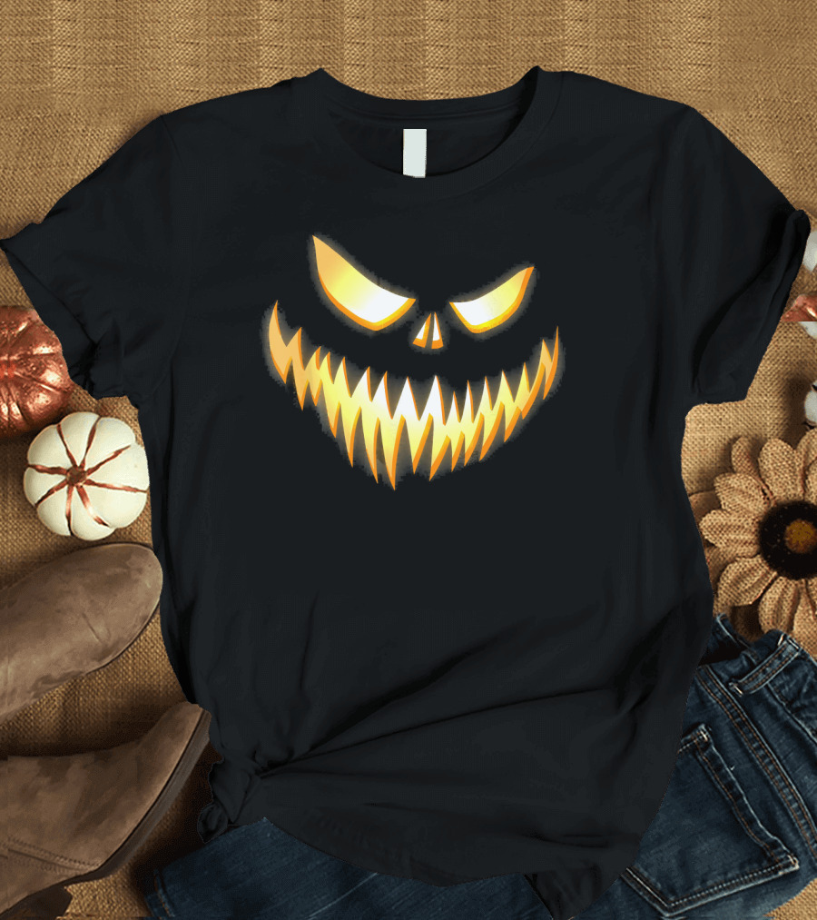 Scary Pumpkin Jack-O'-Lantern Face T-Shirt