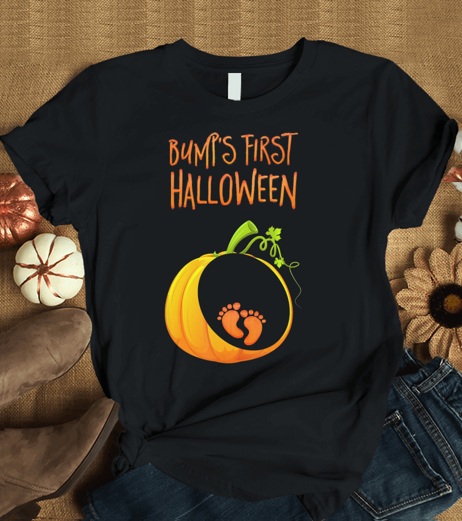 Bump's First Halloween Pumpkin Baby Feet T-Shirt