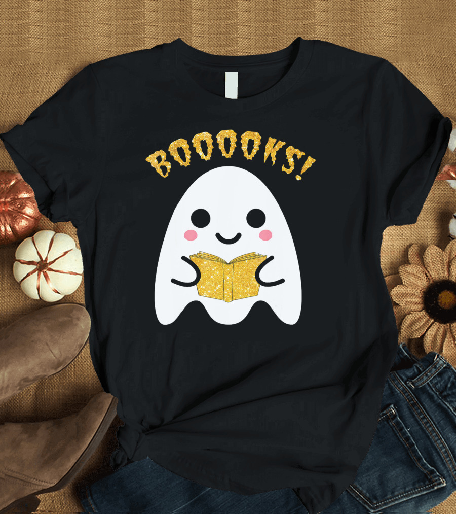 BOOOKS Ghost Reading Book Halloween Costume T-Shirt