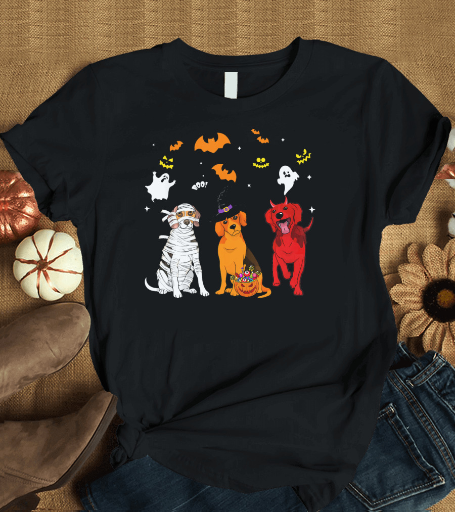 Halloween Beagle Dogs Mummy Witch Ghosts Bats T-Shirt