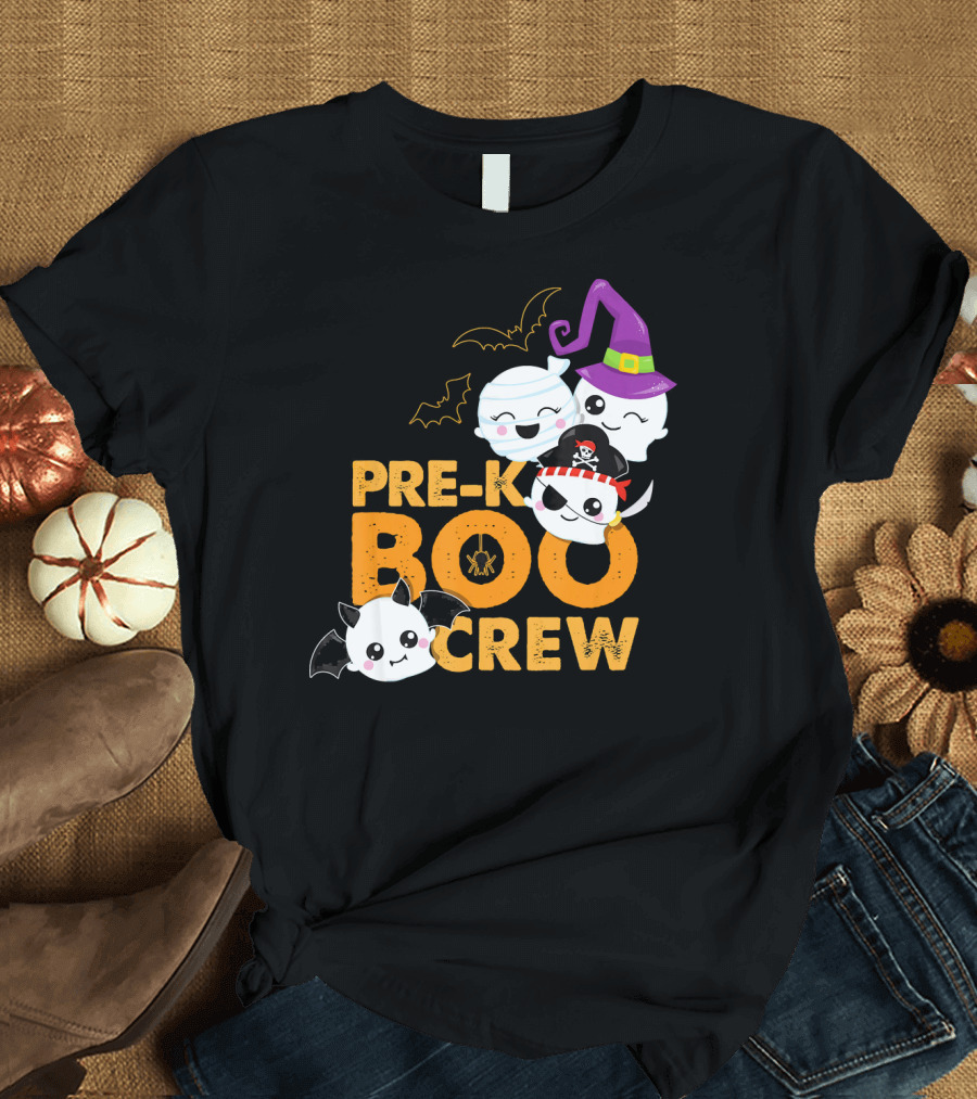 Pre-K Boo Crew Fun Halloween Teach Ghosts and Bats T-Shirt