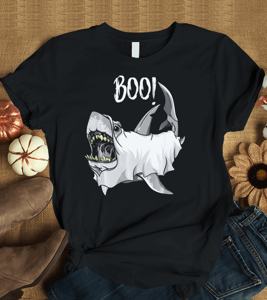 BOO Great White Shark Ghost T-Shirt