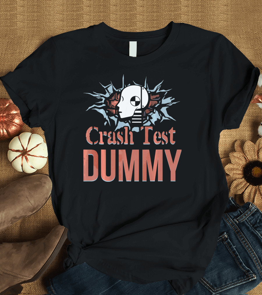 Crash Test Dummy Head Smashing Through Wall T-Shirt