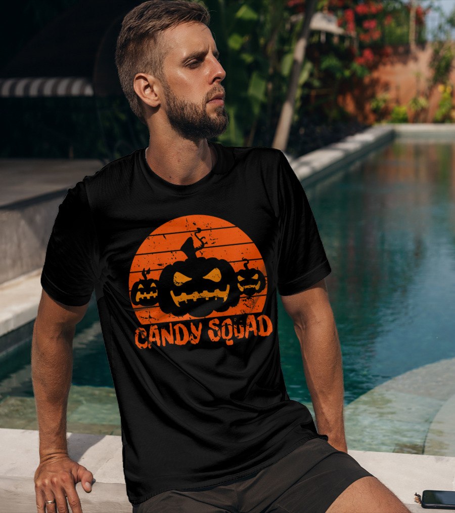 Candy Squad Scary Pumpkin Trick Halloween T-Shirt