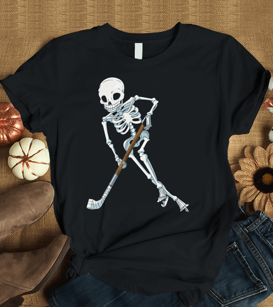Skeleton Hockey Player Iconic Skating Pose T-Shirt