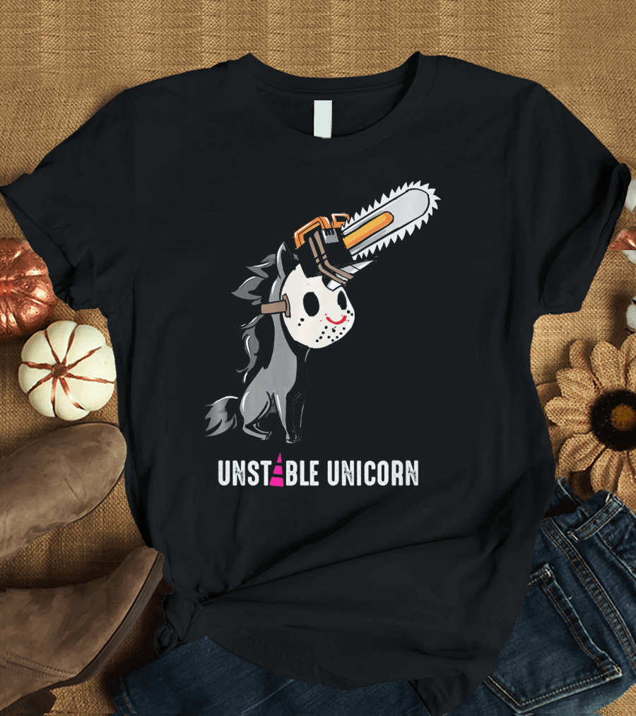UNSTABLE UNICORN Chainsaw Halloween Masquerade T-Shirt