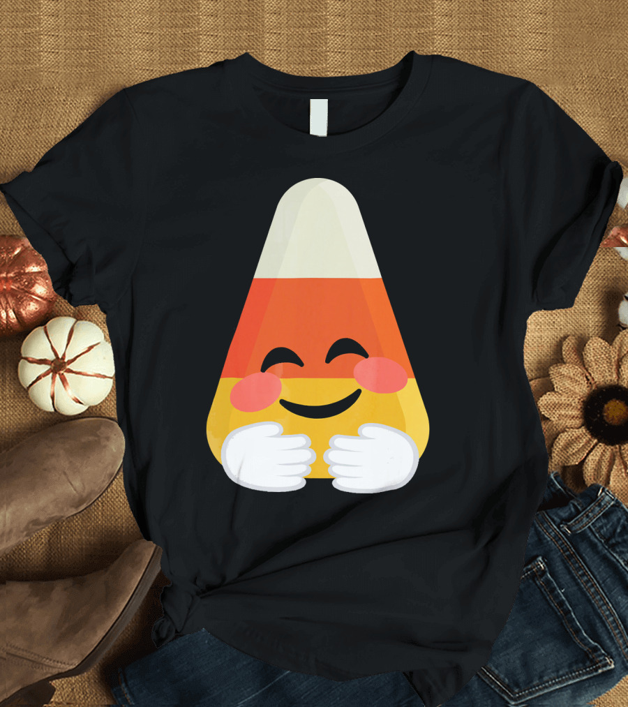Candy Corn Emoji Hugs Embrace T-Shirt