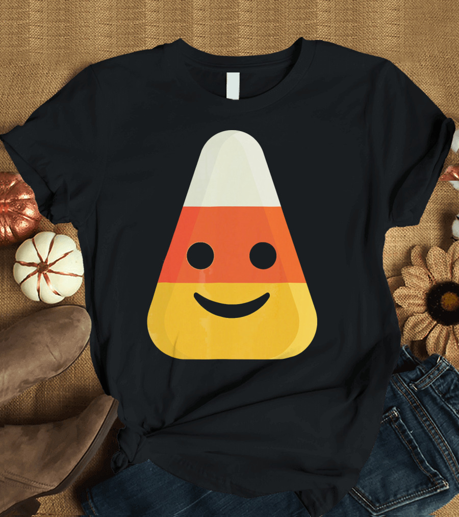 Candy Corn Smiling Emoji Face T-Shirt