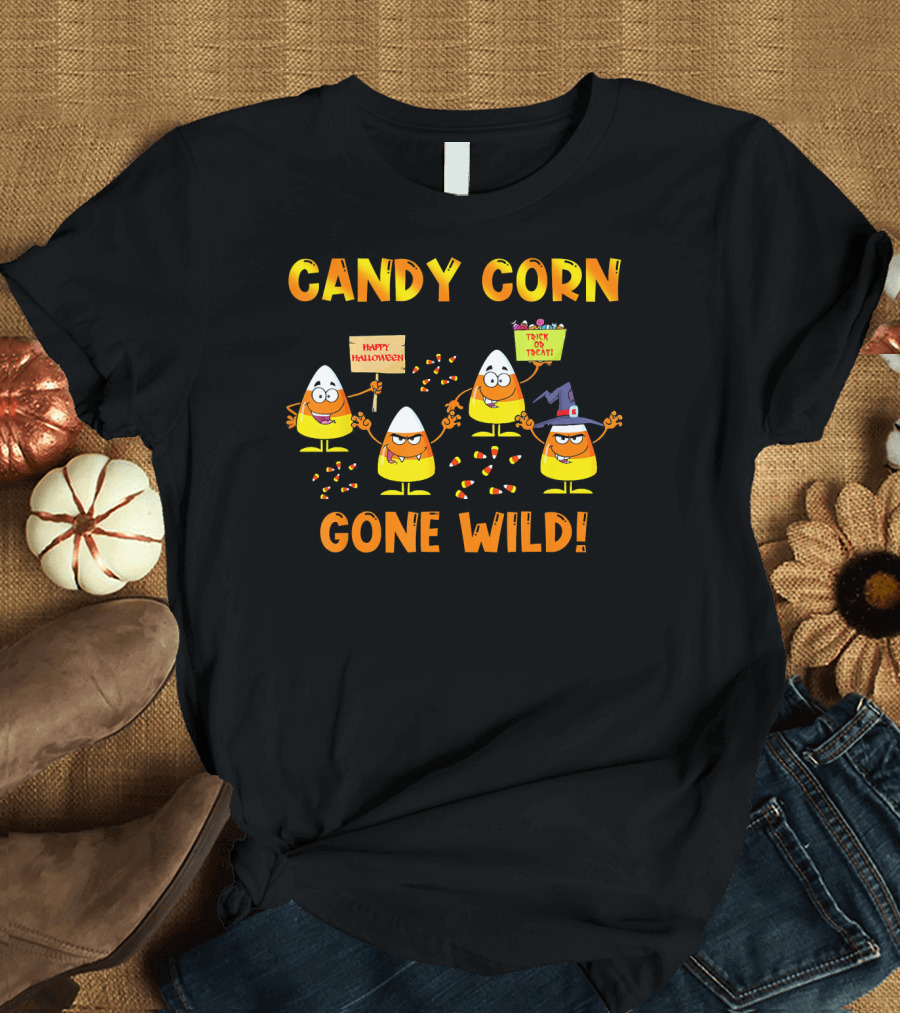 Candy Corn Gone Wild Happy Halloween Trick or Treat T-Shirt
