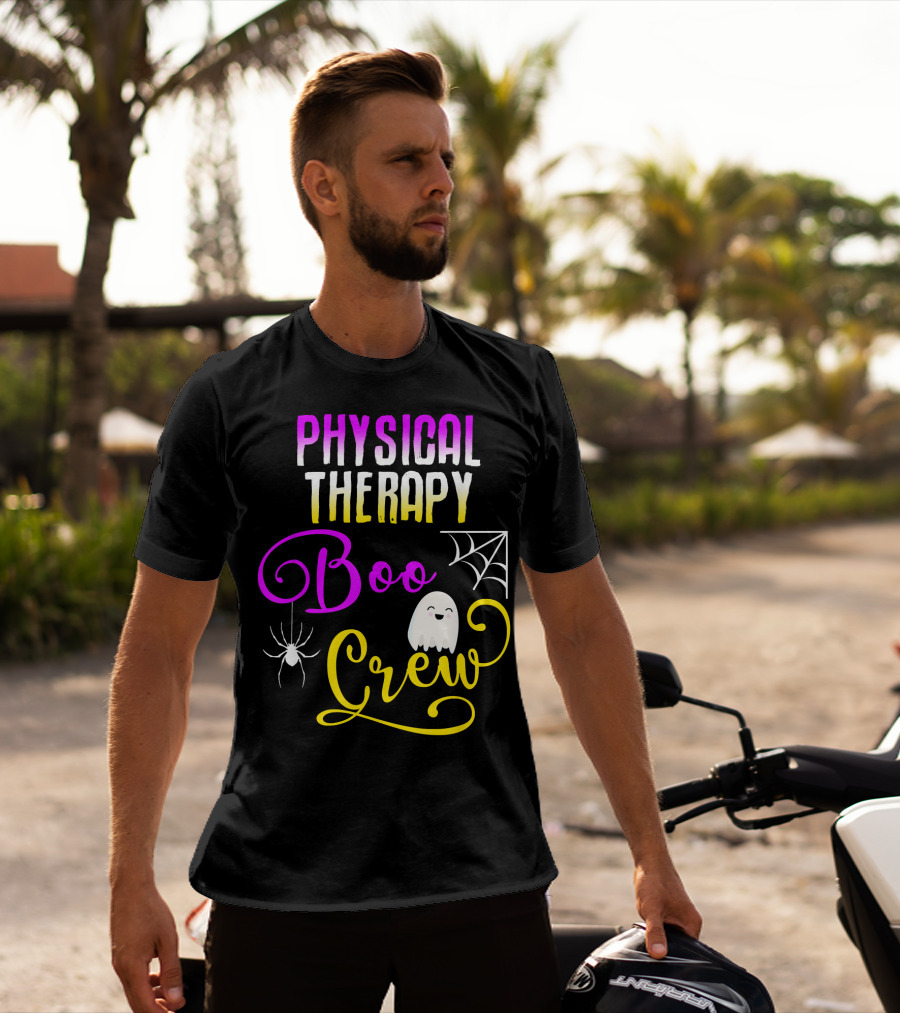 Physical Therapy Boo Crew Halloween Ghost Spider Web T-Shirt