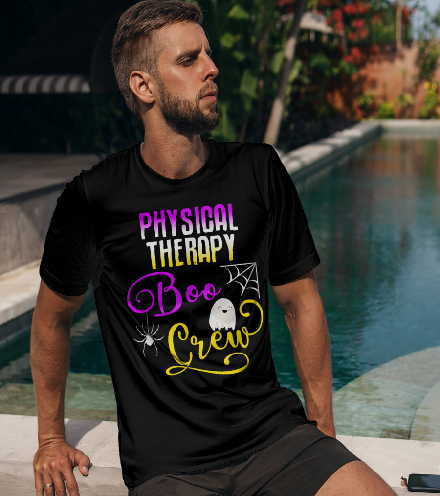 Physical Therapy Boo Crew Halloween Ghost Spider Web T-Shirt
