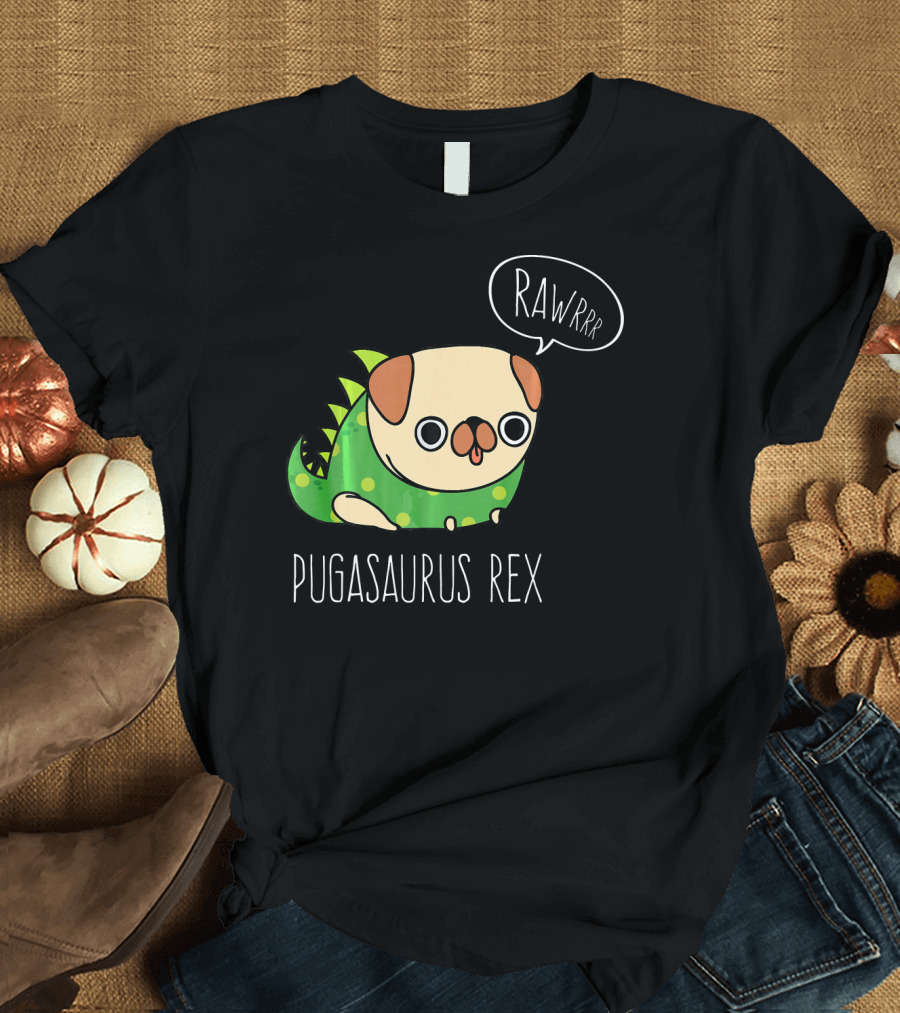 Pugasaurus Rex Rawrrr Pug Halloween Dog Costume T-Shirt