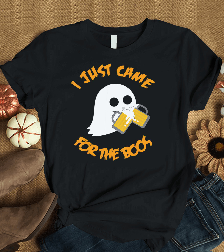 I Just Came Here for the Boos Ghost Holding Beer Mugs T-Shirt