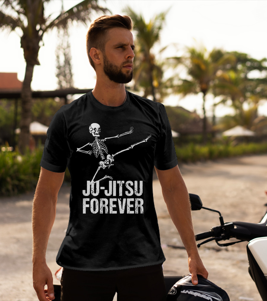 Ju Jitsu Forever Kicking Skeleton Moves T-Shirt