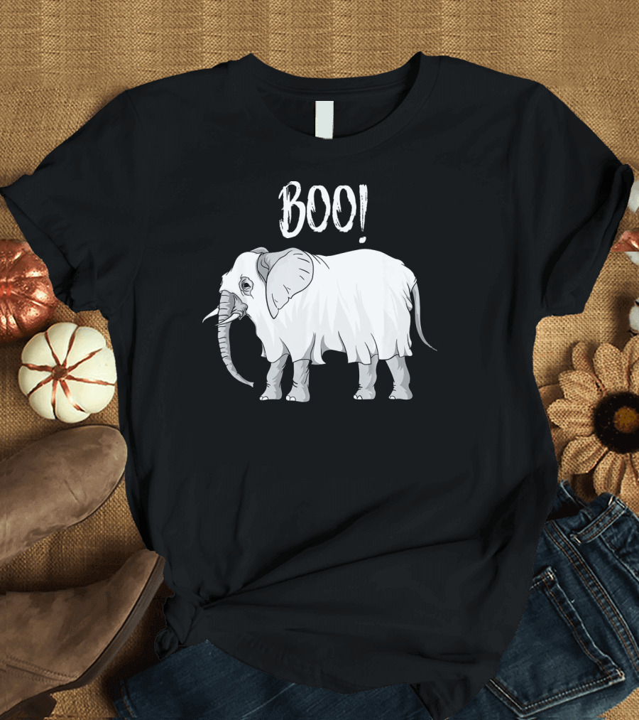 BOO Funny Ghost Grey Elephant Costume T-Shirt
