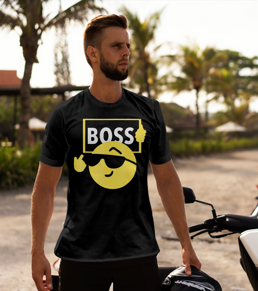 Halloween Funny Boss Emoji Sunglasses Mood T-Shirt
