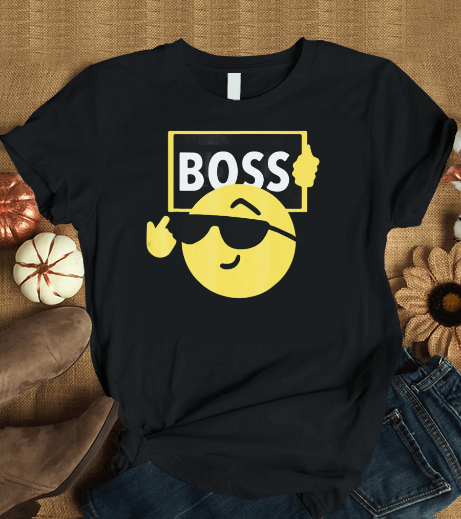 Halloween Funny Boss Emoji Sunglasses Mood T-Shirt