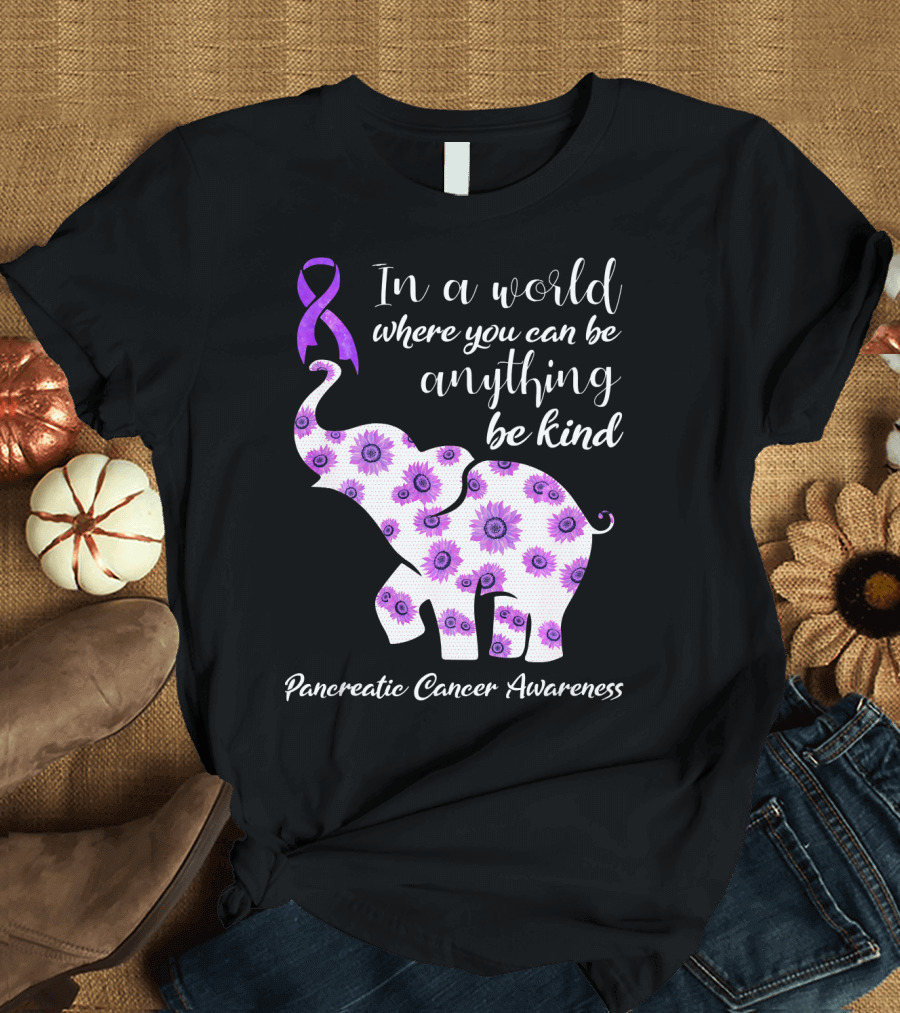 In a World Where You Can Be Anything Be Kind Pancreatic Cancer Awareness T-Shirt