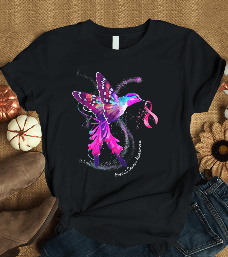 Hummingbird Breast Cancer Awareness Pink T-Shirt