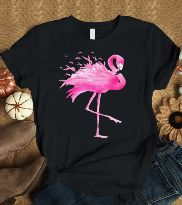 T-Shirt: Flamingo Pink Ribbon Breast Cancer Awareness T-Shirt Flamingo Pink Ribbon Breast Cancer Awareness T-Shirt