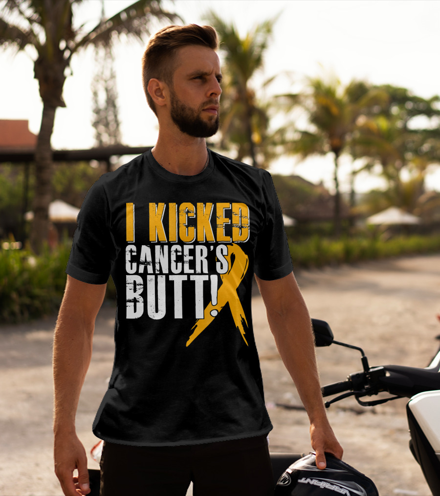 I Kicked Cancer's Butt Childhood Cancer Awareness Survivor T-Shirt
