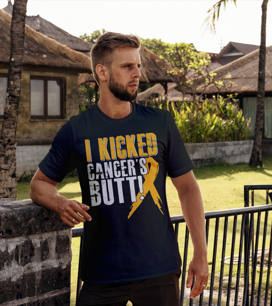 I Kicked Cancer's Butt Childhood Cancer Awareness Survivor T-Shirt