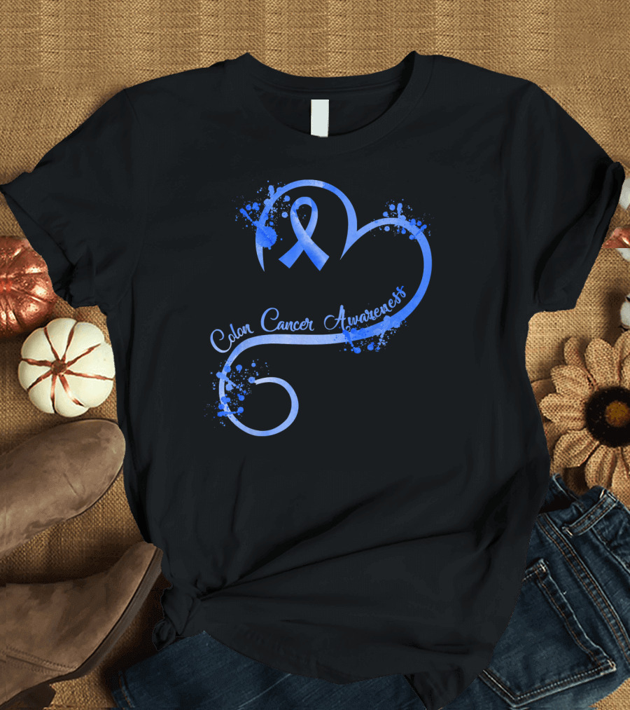Heart Ribbon Colon Cancer Awareness T-Shirt
