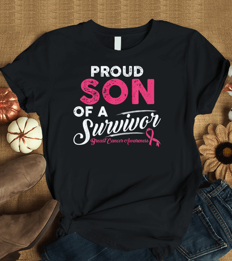 Proud Son of a Survivor Breast Cancer Awareness T-Shirt