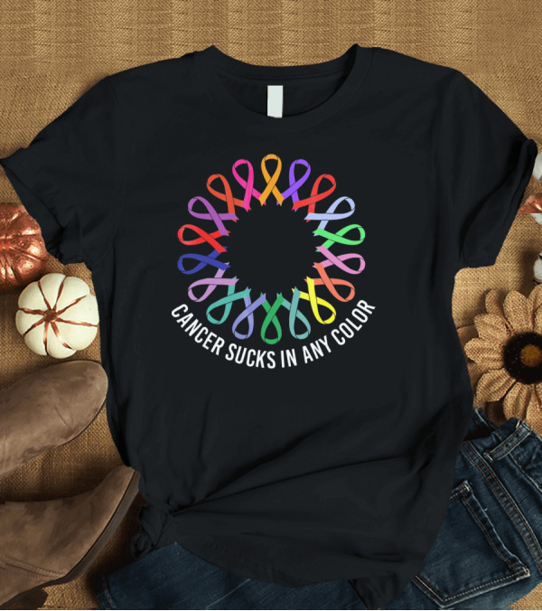T-Shirt: Cancer Sucks in Any Color Awareness Ribbons T-Shirt Cancer Sucks in Any Color Awareness Ribbons T-Shirt