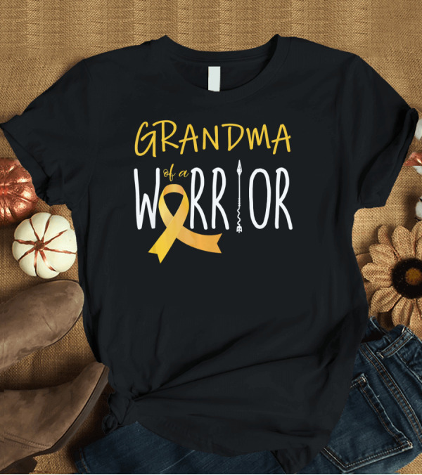 T-Shirt: Grandma of a Warrior Childhood Cancer Awareness T-Shirt Grandma of a Warrior Childhood Cancer Awareness T-Shirt