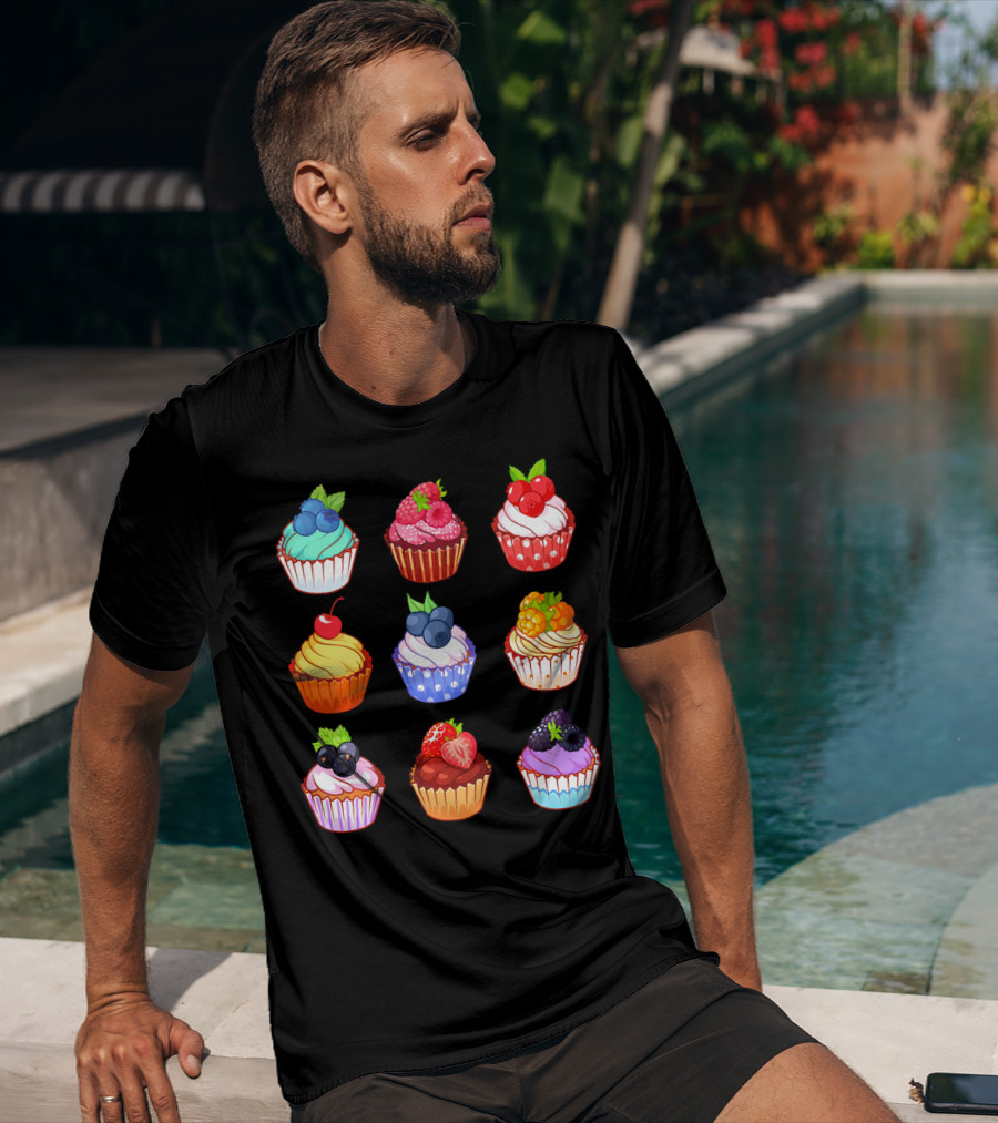 Yummy Cupcake Dessert Challenge Berry Toppings Collection T-Shirt
