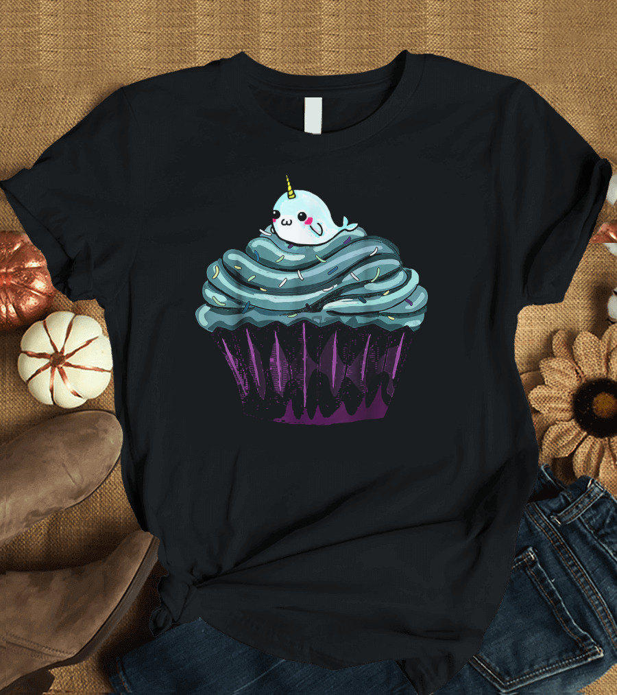 Narwhal Cupcake Cute Blue Icing Dessert T-Shirt