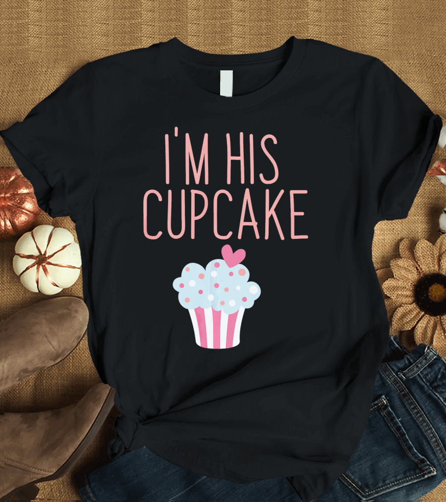 I'm His Cupcake Valentine's Day Couple with Heart and Polka Dot Frosting T-Shirt