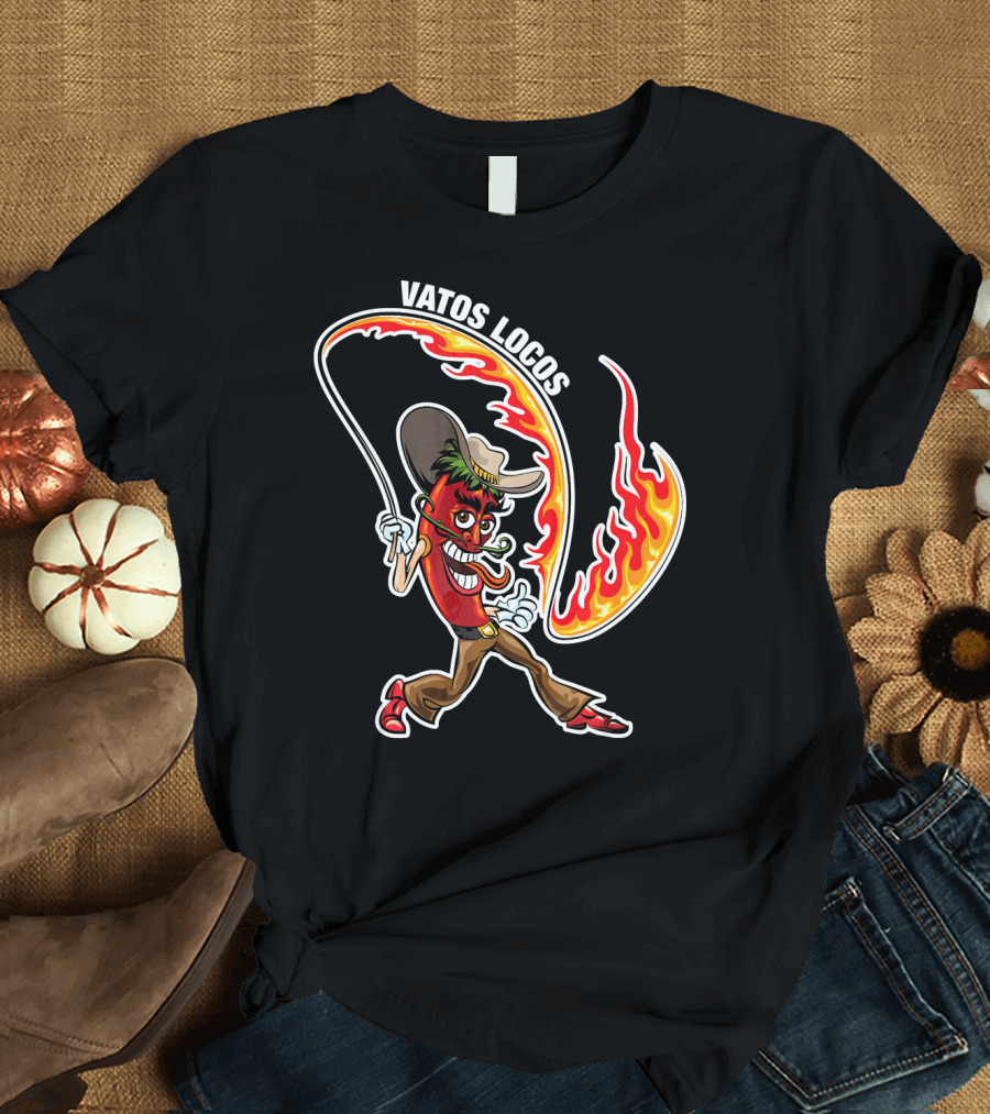 Vatos Locos Spicy Fire Rope Mexico Chili Pepper Cowboy T-Shirt