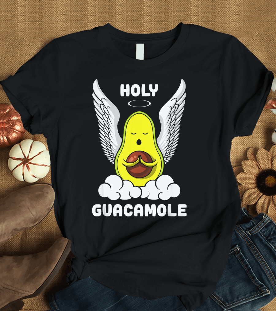Holy Guacamole Avocado Angel with Wings Vegan Funny T-Shirt