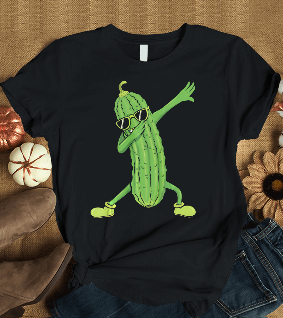 Dabbing Pickle Dancing Cucumber Lover Sunglasses Fun Pose T-Shirt