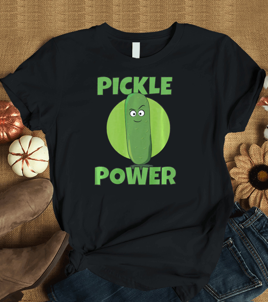 Pickle Power I Love Pickles Smiling Cartoon Pickle Character T-Shirt