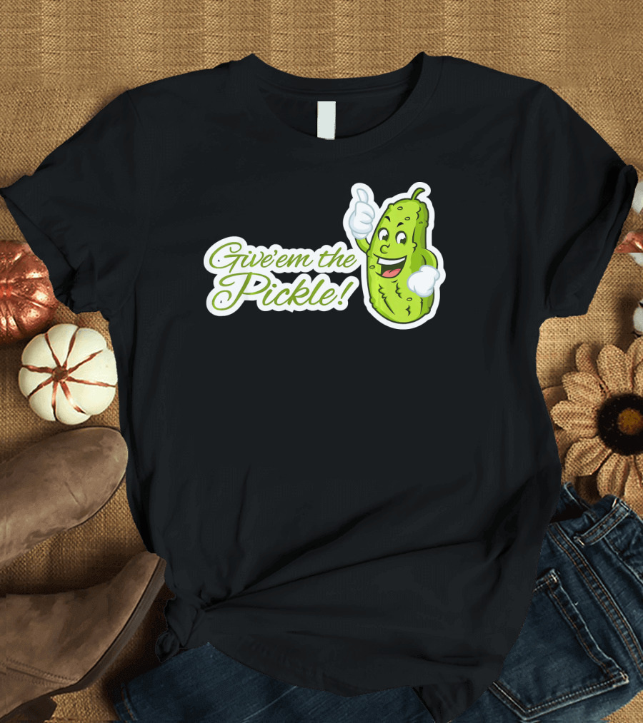 Give'em the Pickle Thumbs Up Cartoon Character T-Shirt