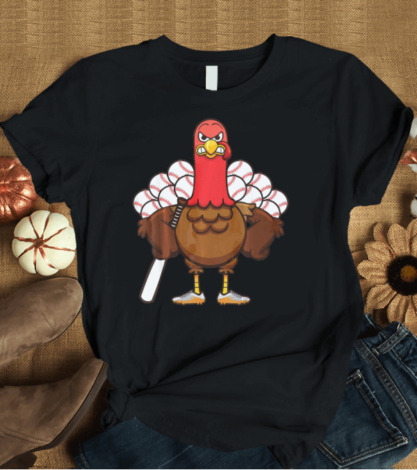 T-Shirt: Gobble Turkey Baseball Player Thanksgiving Batter T-Shirt Gobble Turkey Baseball Player Thanksgiving Batter T-Shirt